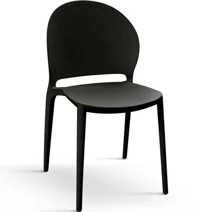 Set 4 sedie sala da pranzo impilabili moderne in polipropilene nero Pelican