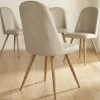 Set 4 sedie sala da pranzo in ecopelle beige rovere miele Romea