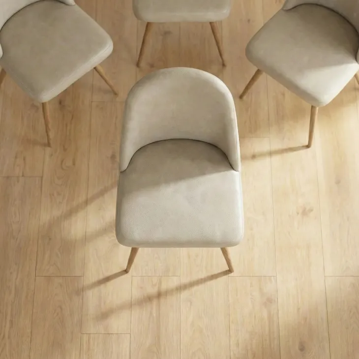 Set 4 sedie sala da pranzo in ecopelle beige rovere miele Romea