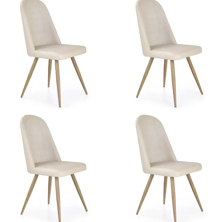 Set 4 sedie sala da pranzo in ecopelle beige rovere miele Romea