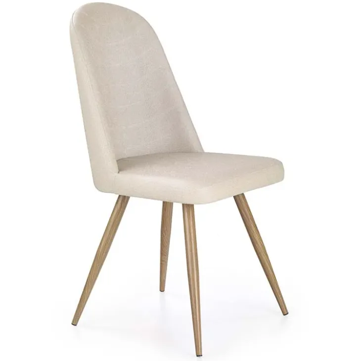 Set 4 sedie sala da pranzo in ecopelle beige rovere miele Romea