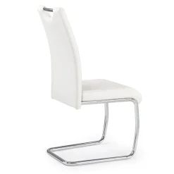 Set 4 sedie sala da pranzo in ecopelle e acciaio cromato bianco Deva