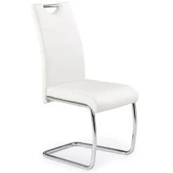 Set 4 sedie sala da pranzo in ecopelle e acciaio cromato bianco Deva