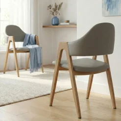 Set 2 sedie sala da pranzo in ecopelle grigio rovere Elvis