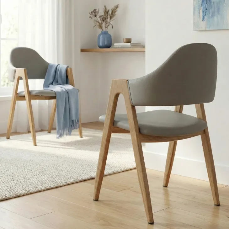 Set 2 sedie sala da pranzo in ecopelle grigio rovere Elvis