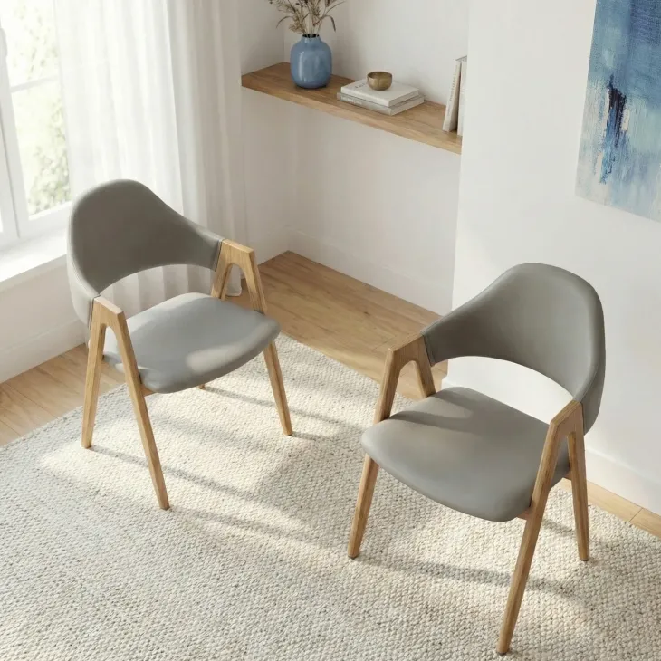Set 2 sedie sala da pranzo in ecopelle grigio rovere Elvis