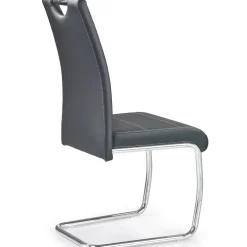 Set 4 sedie sala da pranzo in ecopelle e acciaio cromato nero Deva