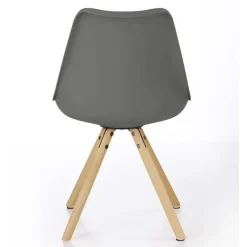 Set 4 sedie sala da pranzo in ecopelle design moderno grigio gambe in legno rovere Nives