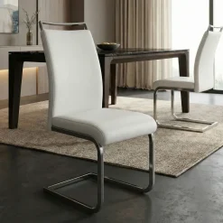 Set 2 sedie sala da pranzo in ecopelle e acciaio cromato bianco Adelaide Gihome®