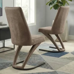 Set 2 sedie sala da pranzo in ecopelle design moderno marrone Moka
