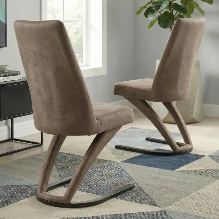 Set 2 sedie sala da pranzo in ecopelle design moderno marrone Moka