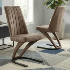 Set 2 sedie sala da pranzo in ecopelle design moderno marrone Moka