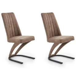 Set 2 sedie sala da pranzo in ecopelle design moderno marrone Moka