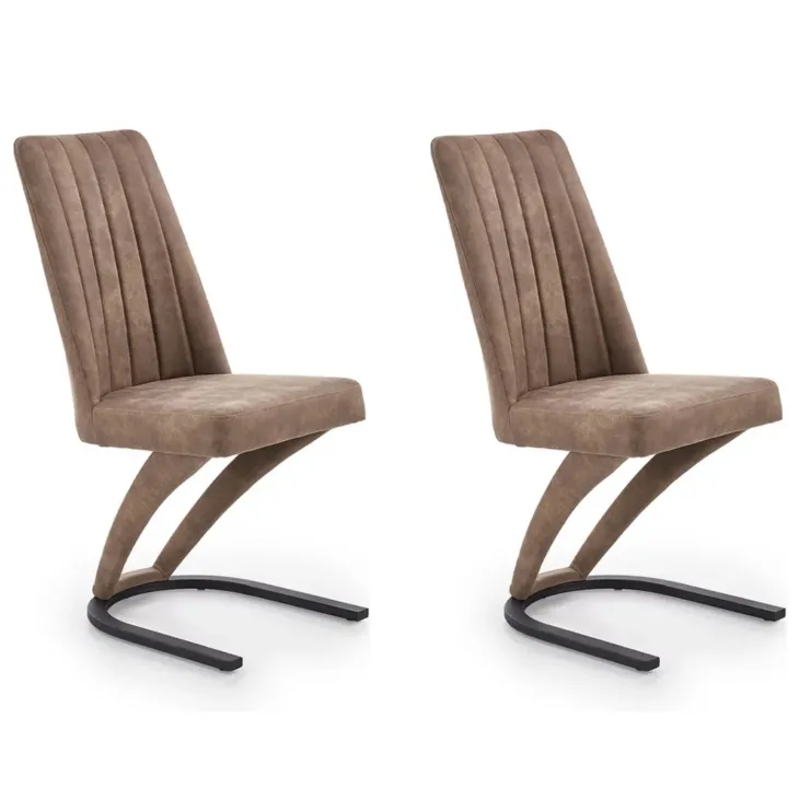 Set 2 sedie sala da pranzo in ecopelle design moderno marrone Moka