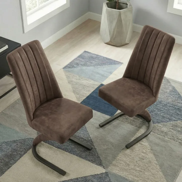 Set 2 sedie sala da pranzo in ecopelle design moderno marrone Moka