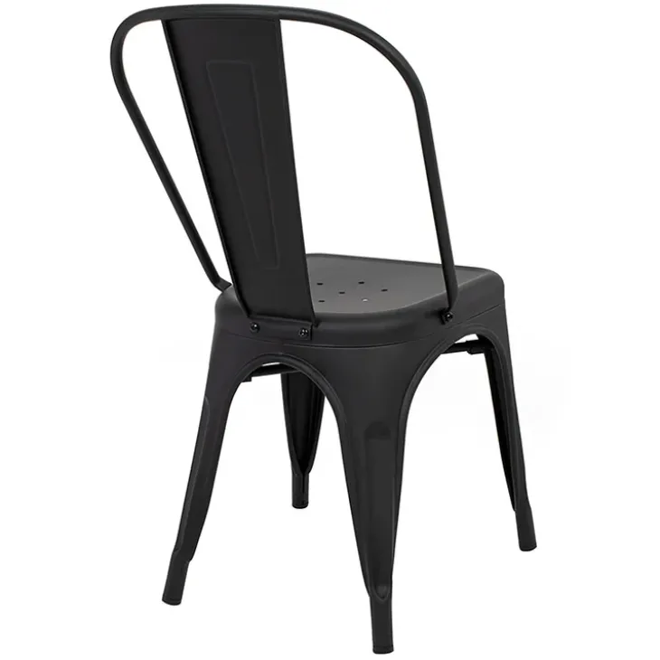 Set 2 sedie sala da pranzo in metallo impilabili industrial nero opaco Lix