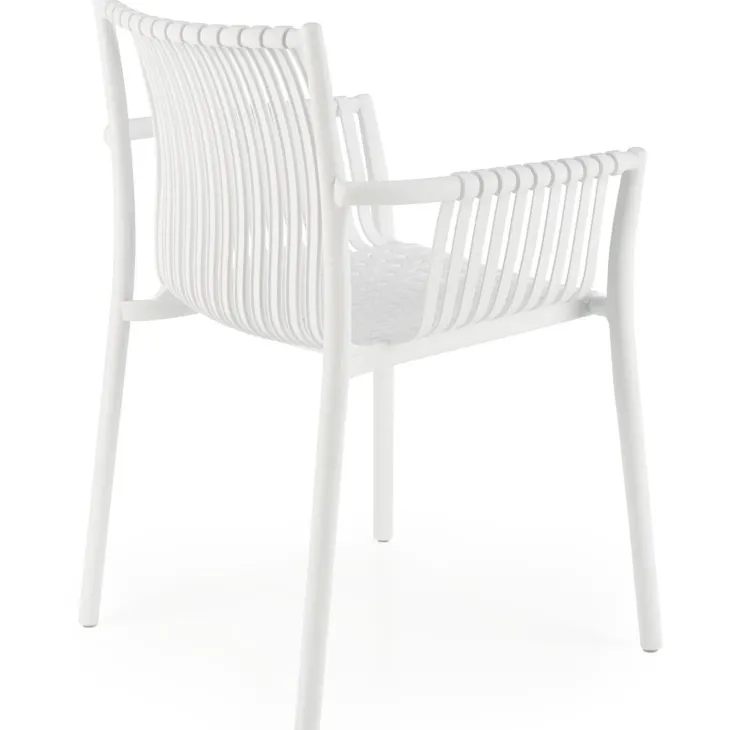 Set 4 sedie sala da pranzo in polipropilene impilabili con braccioli bianco Wren