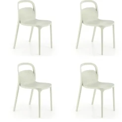 Set 4 sedie sala da pranzo in polipropilene impilabili verde menta Carol