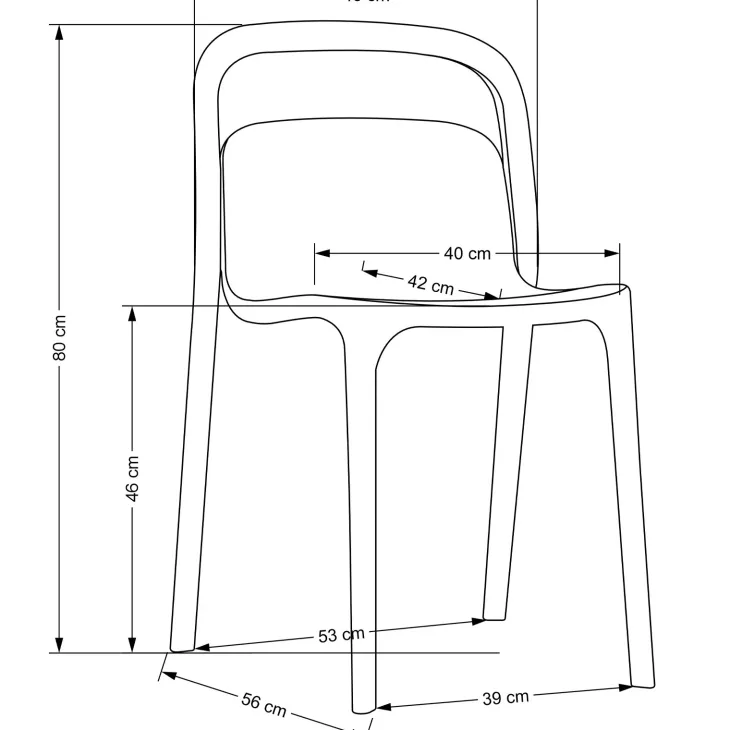 Set 4 sedie sala da pranzo in polipropilene impilabili bianco Carol