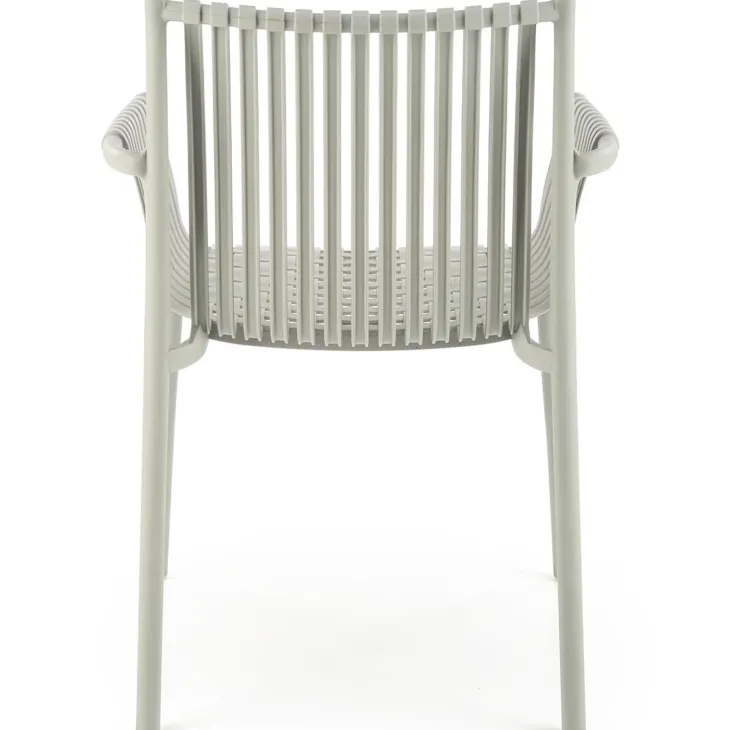 Set 4 sedie sala da pranzo in polipropilene impilabili con braccioli grigio Wren