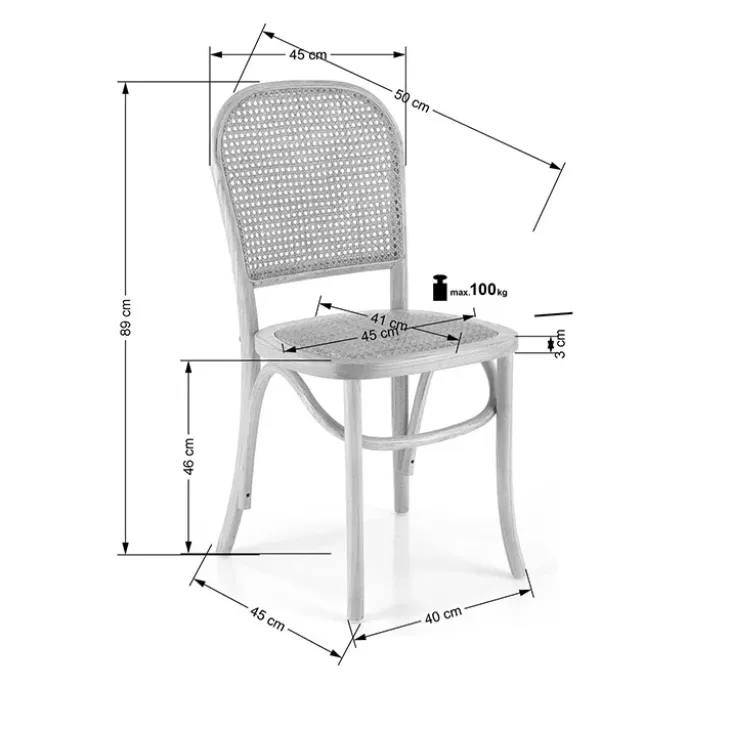 Set 2 sedie sala da pranzo in rattan naturale Ivory
