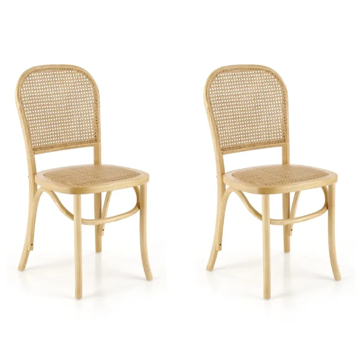 Set 2 sedie sala da pranzo in rattan naturale Ivory