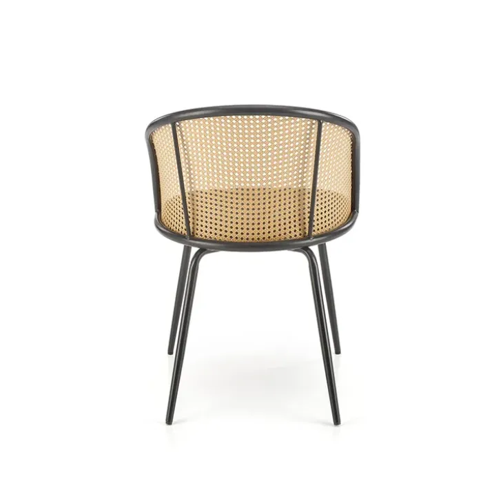 Set 4 sedie sala da pranzo in rattan e velluto grigio Triski