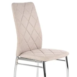 Set 4 sedie sala da pranzo in tessuto e gambe metallo beige Amanda