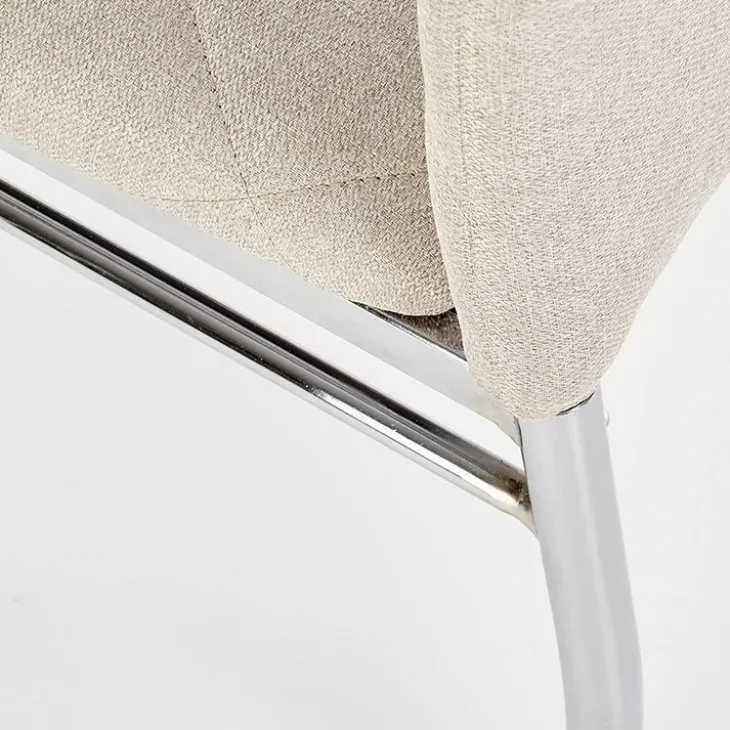 Set 4 sedie sala da pranzo in tessuto e gambe metallo beige Amanda