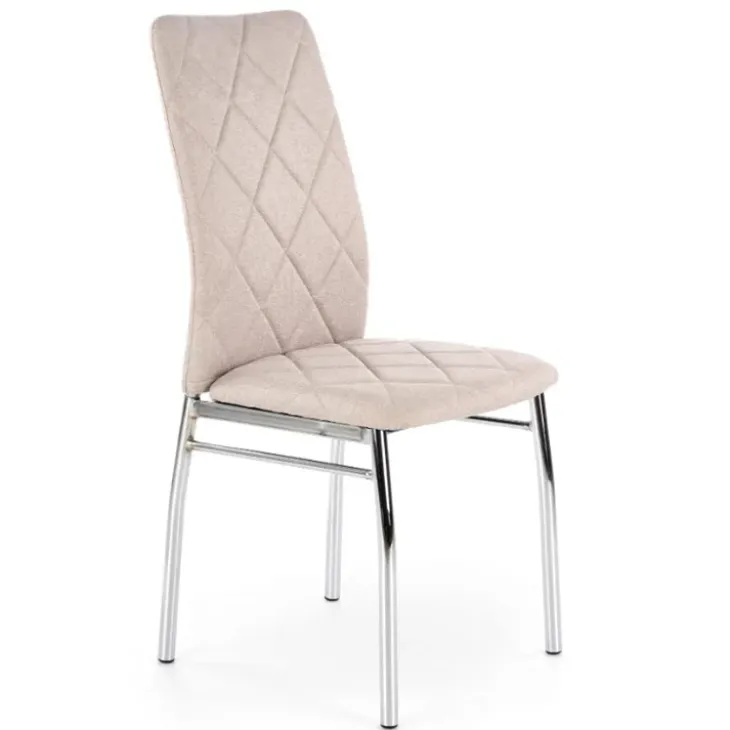 Set 4 sedie sala da pranzo in tessuto e gambe metallo beige Amanda