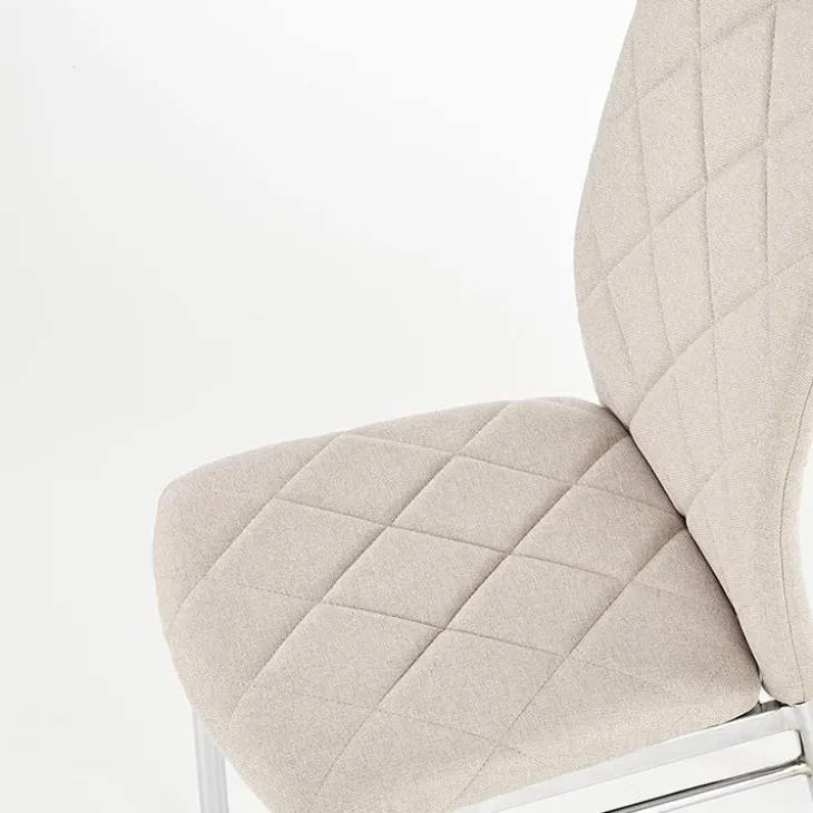 Set 4 sedie sala da pranzo in tessuto e gambe metallo beige Amanda