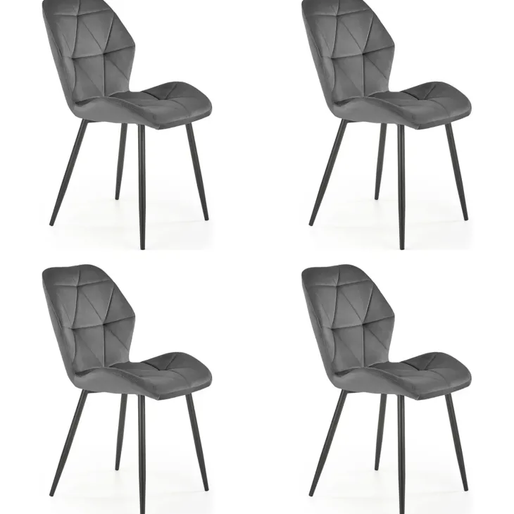 Set 4 sedie sala da pranzo in tessuto moderne grigio Cotton