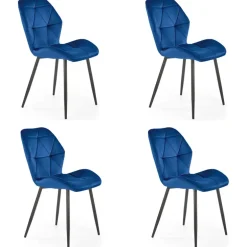 Set 4 sedie sala da pranzo in tessuto moderne blu Cotton