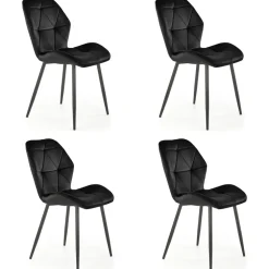 Set 4 sedie sala da pranzo in tessuto moderne nero Cotton