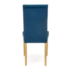 Set 2 sedie sala da pranzo in tessuto velluto trapuntato blu Doha