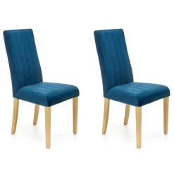 Set 2 sedie sala da pranzo in tessuto velluto trapuntato blu Doha