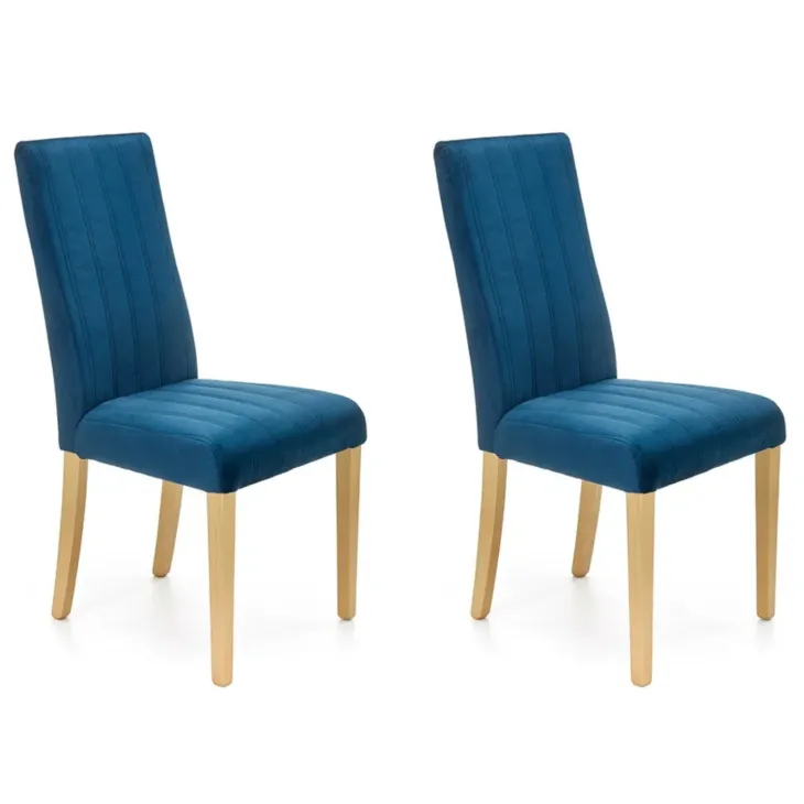 Set 2 sedie sala da pranzo in tessuto velluto trapuntato blu Doha