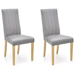Set 2 sedie sala da pranzo in tessuto velluto trapuntato grigio Doha