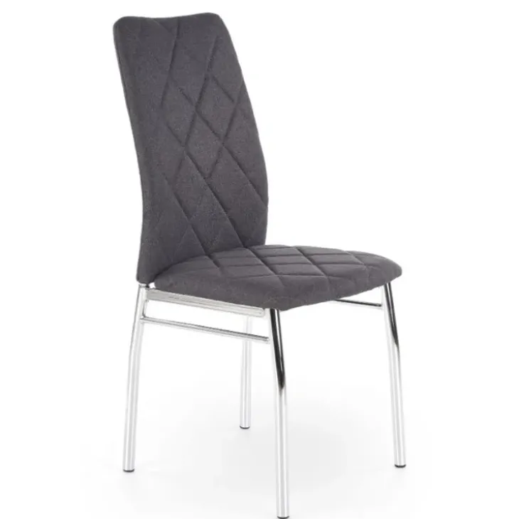 Set 4 sedie sala da pranzo in tessuto e gambe metallo grigio scuro Amanda