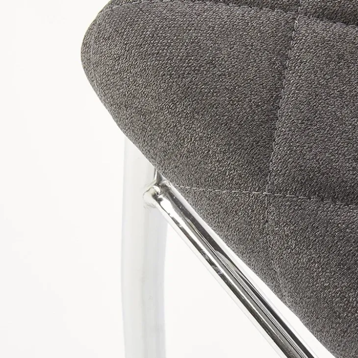 Set 4 sedie sala da pranzo in tessuto e gambe metallo grigio scuro Amanda