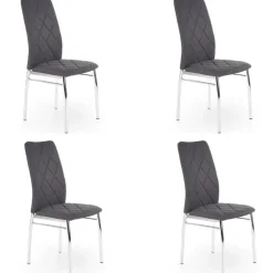 Set 4 sedie sala da pranzo in tessuto e gambe metallo grigio scuro Amanda