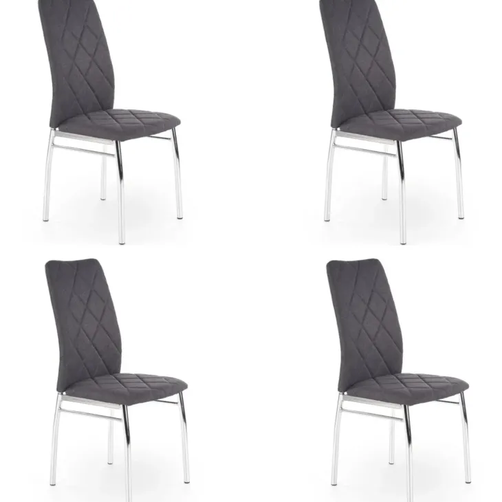 Set 4 sedie sala da pranzo in tessuto e gambe metallo grigio scuro Amanda