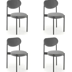 Set 4 sedie sala da pranzo in tessuto grigio Leela