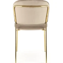 Set 4 sedie sala da pranzo in velluto beige cromato oro Grazia