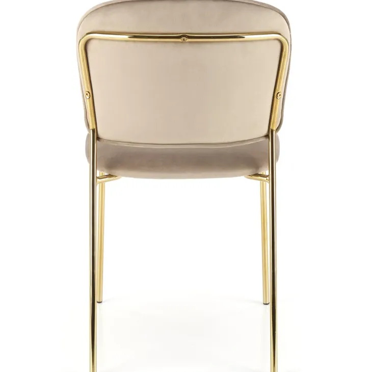 Set 4 sedie sala da pranzo in velluto beige cromato oro Grazia
