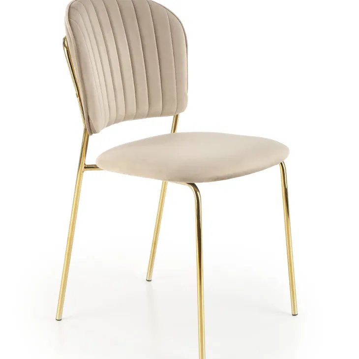 Set 4 sedie sala da pranzo in velluto beige cromato oro Grazia