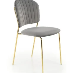 Set 4 sedie sala da pranzo in velluto grigio cromato oro Grazia