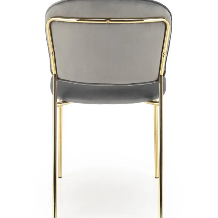 Set 4 sedie sala da pranzo in velluto grigio cromato oro Grazia