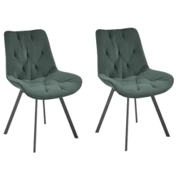 Set 2 sedie sala da pranzo in velluto con funzione girevole verde scuro Sango