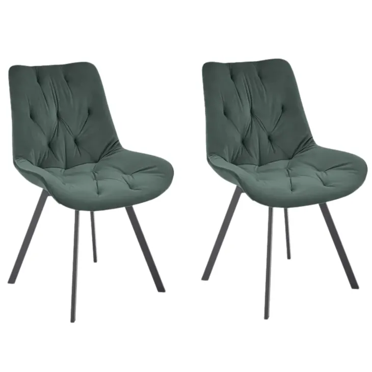Set 2 sedie sala da pranzo in velluto con funzione girevole verde scuro Sango